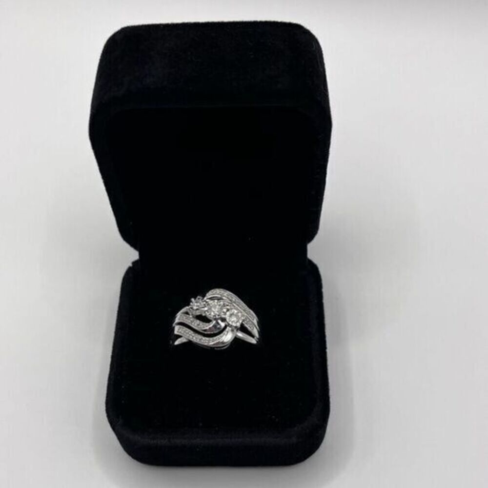 0.40 CT Natural Diamond Sterling Silver Ring